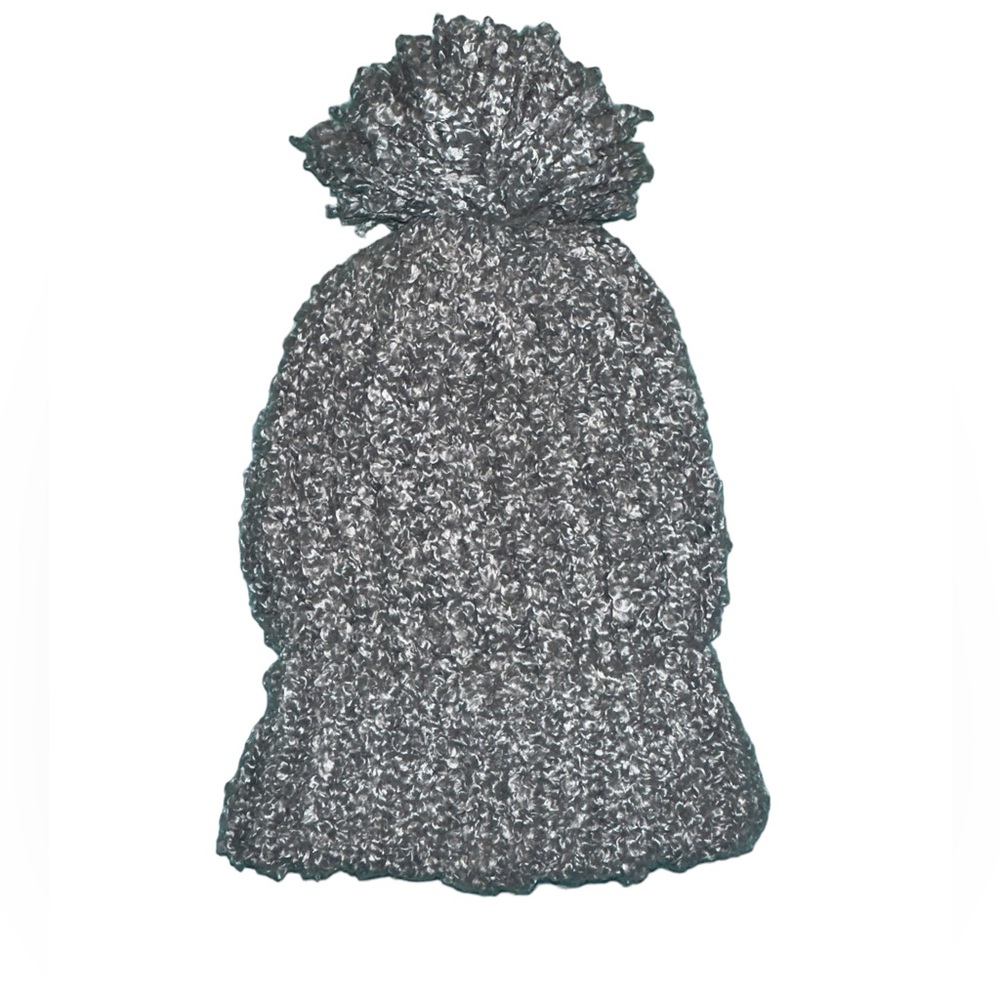 NWOT GREY SHERPA WOMANS WINTER HAT WITH POM POM TOPPER